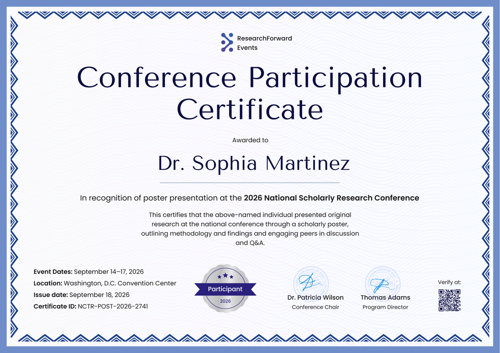 Professional and blue certificate of participation conference template Professional and blue certificate of participation conference template