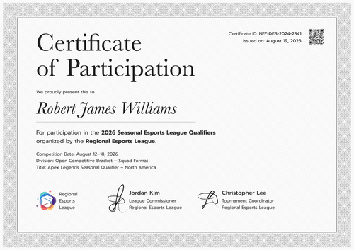 Refined and grey certificate of participation template for competitions and contests Refined and grey certificate of participation template for competitions and contests