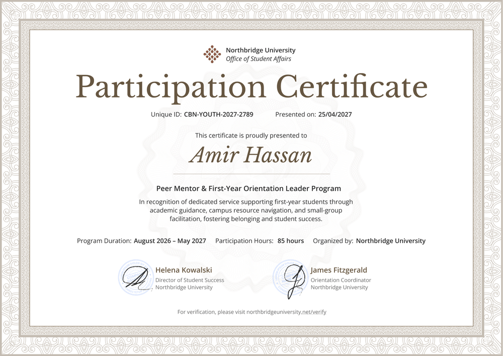 Bright and brown participation certificate template Bright and brown participation certificate template