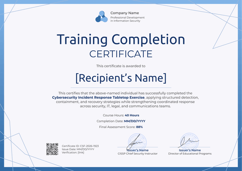 Modern and blue certificate of completion template for training Modern and blue certificate of completion template for training