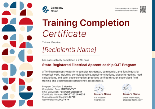 Colorful and red certificate of completion template Colorful and red certificate of completion template