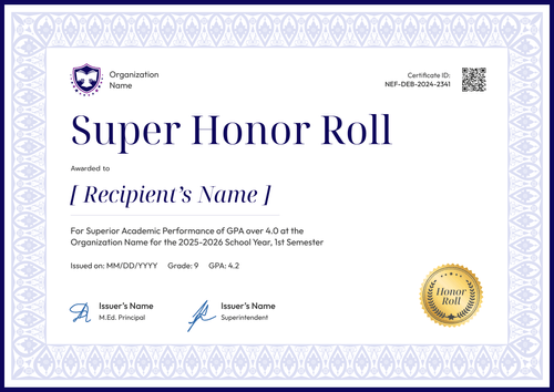 Free Editable Honor Roll Certificate Template – Landscape Free Editable Honor Roll Certificate Template – Landscape