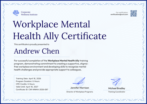 Free Workplace Mental Health Ally Certificate – Landscape Free Workplace Mental Health Ally Certificate – Landscape