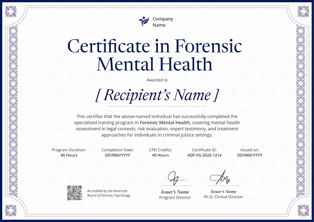 Free Forensic Mental Health Certificate Template from Certifier - Landscape Free Forensic Mental Health Certificate Template from Certifier - Landscape