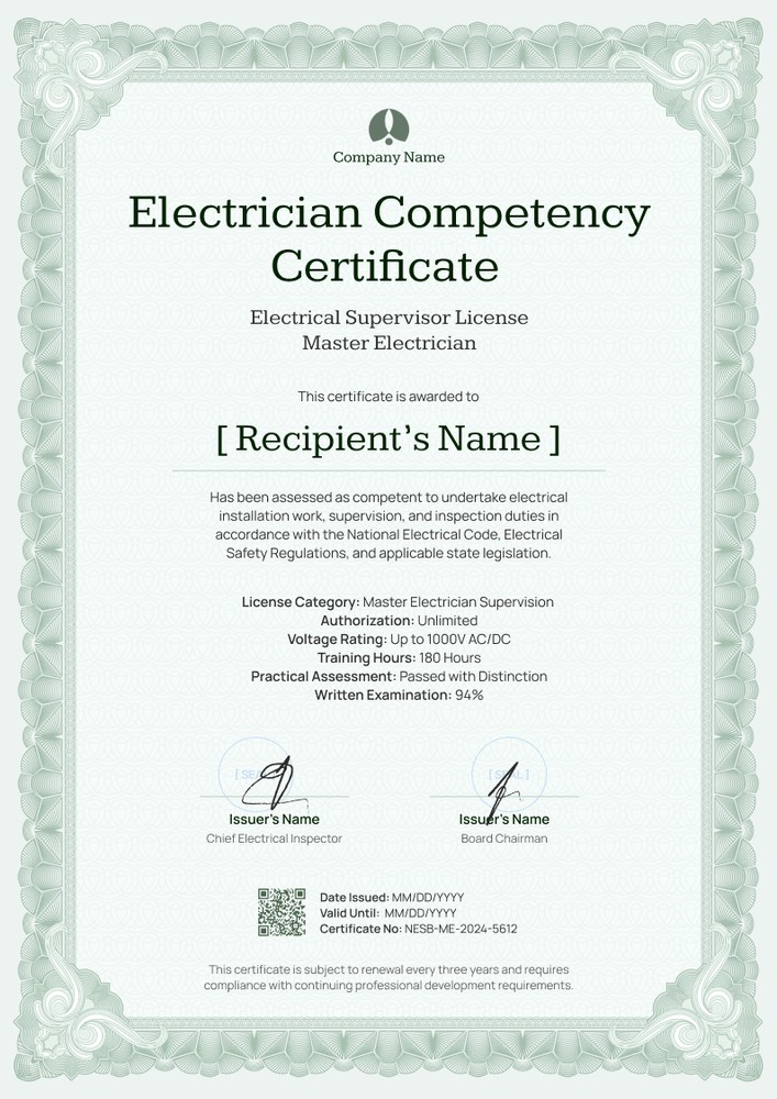 Certificate of Competency Template – Portrait Certificate of Competency Template – Portrait
