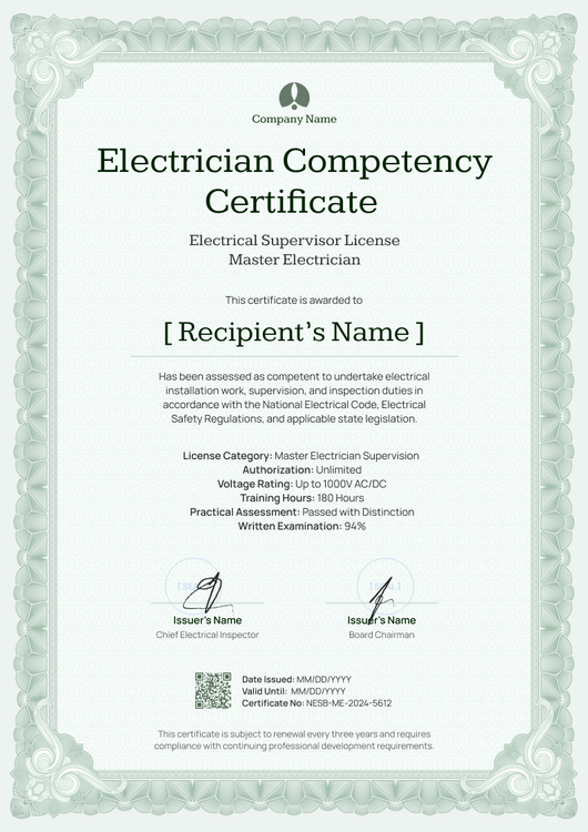 Certificate of Competency Template – Portrait Certificate of Competency Template – Portrait