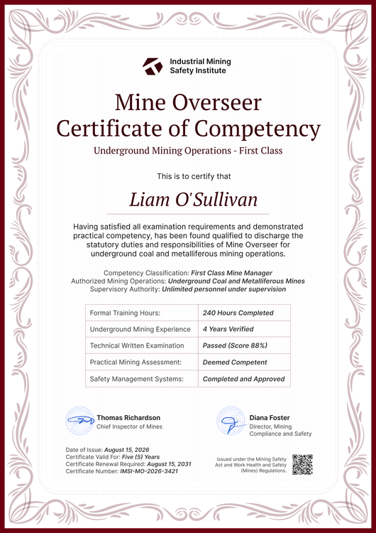 Certificate of Competency Template – Portrait Certificate of Competency Template – Portrait