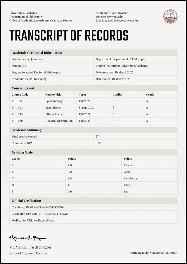 Black PhD Transcript of Records Black PhD Transcript of Records