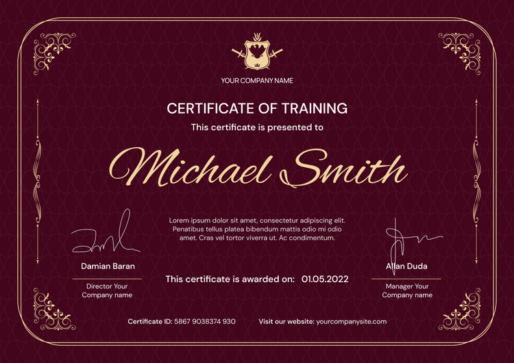 Certificate Using Format Customize Elegant Formal Certificate Templates - Download in Word & Figma