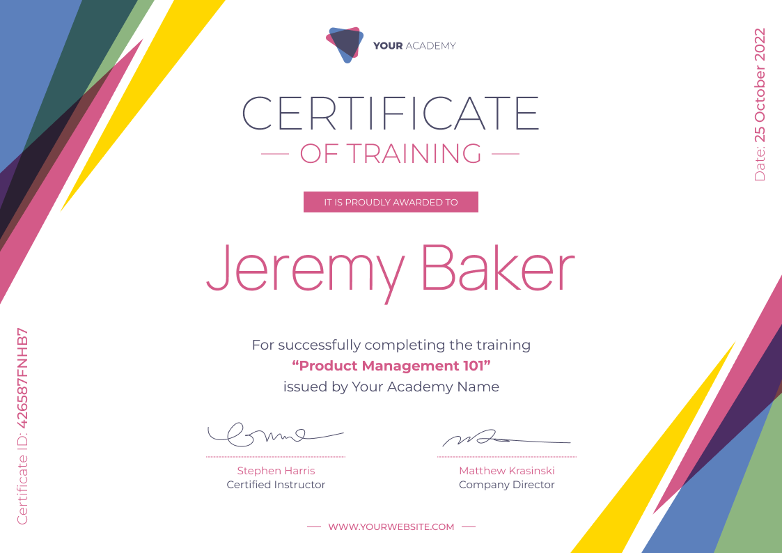 Modern and professional development certificate template