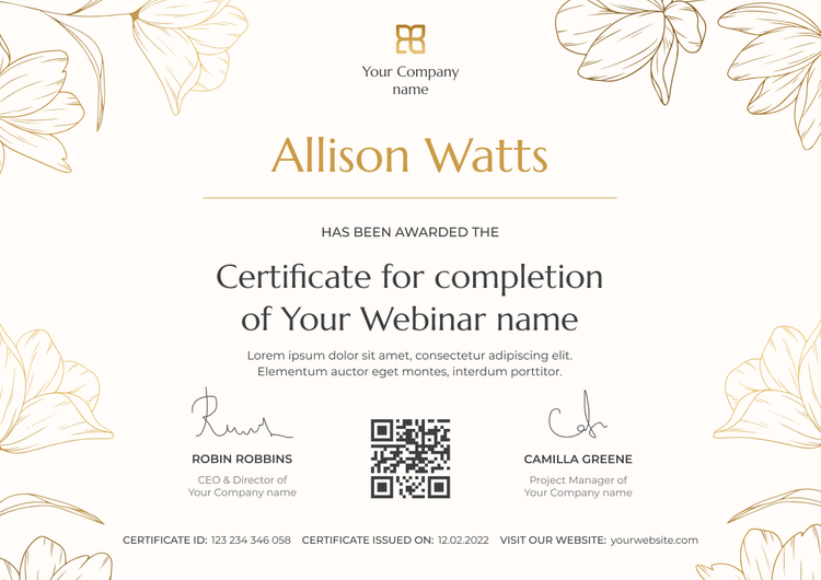 Free Webinar Certificate Templates - Download and Edit