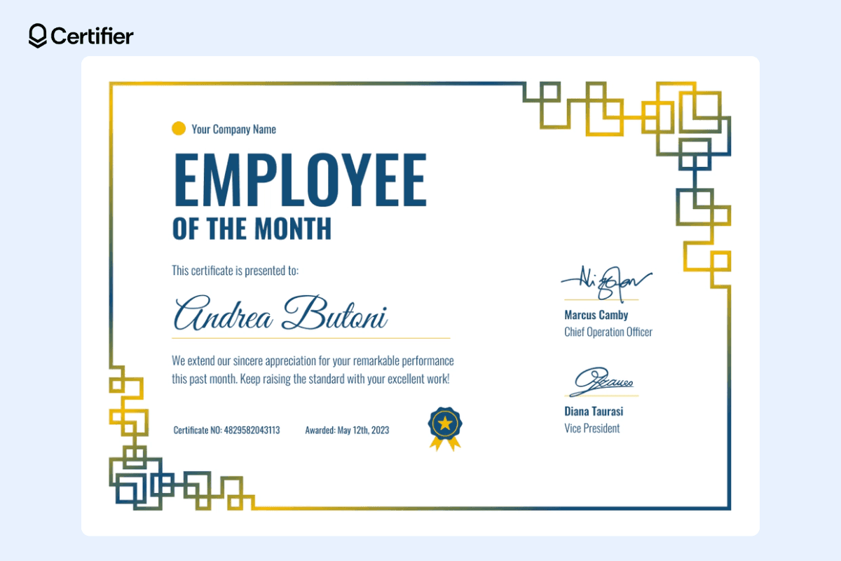 11 Free Employee of the Month Certificate Templates