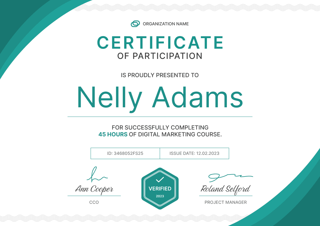 Participation Certificate Templates - Download for Free