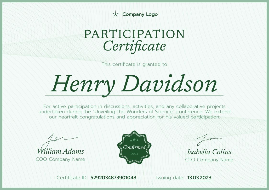 Participation Certificate Templates - Download for Free