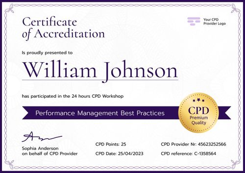Formal and professional CPD certificate template