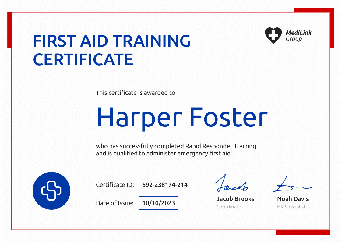 Free First-Aid Certificate Templates - Download & Edit