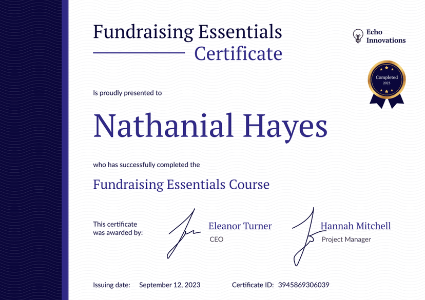 Structured and professional non-profit certificate template