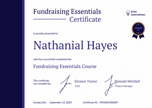 Structured and professional non-profit certificate template