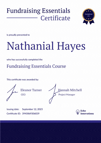 Structured and professional non-profit certificate template