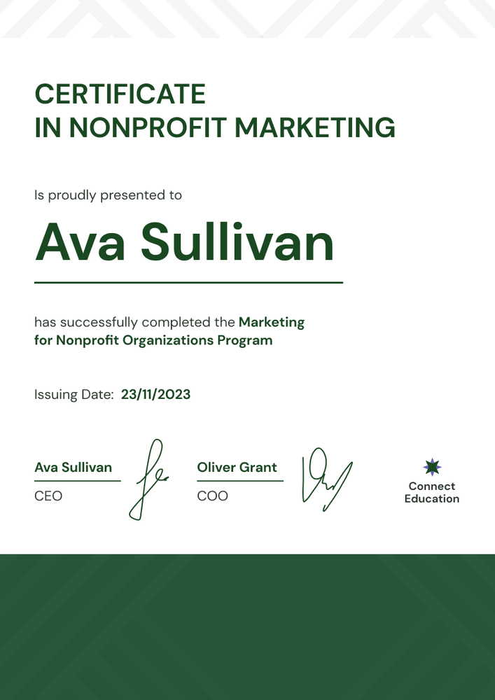 Striped and professional green non-profit certificate template