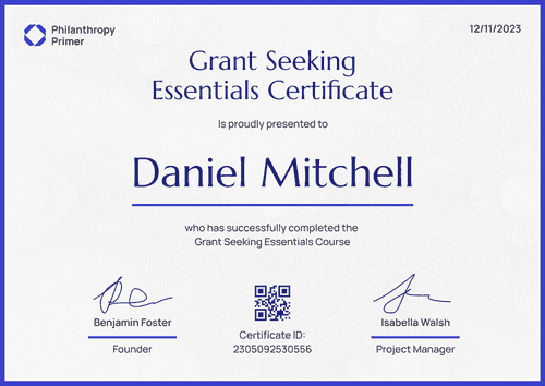 Decorated and professional blue non-profit certificate template