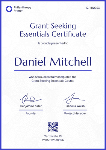 Decorated and professional blue non-profit certificate template