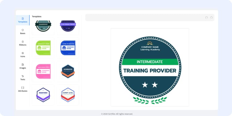 Create badges from templates - Certifier free badge designer #1 on G2