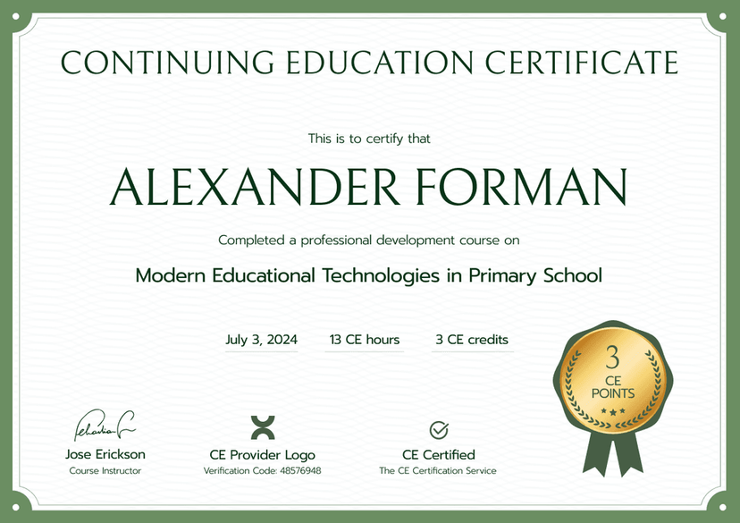 Image 1 for Continuing Education Certificate Template