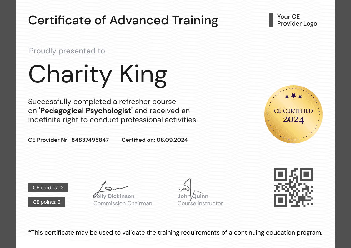 Continuing Education (CE) Certificate Templates - Free to Edit