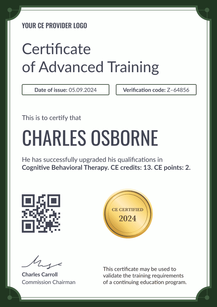 Stylish and professional Continuing Education certificate template