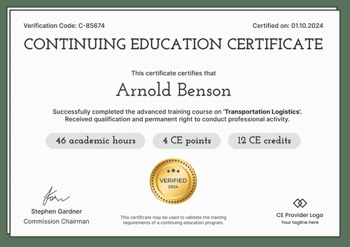 Ce Basic Continuing Education (CE) Certificate Templates - Free to Edit