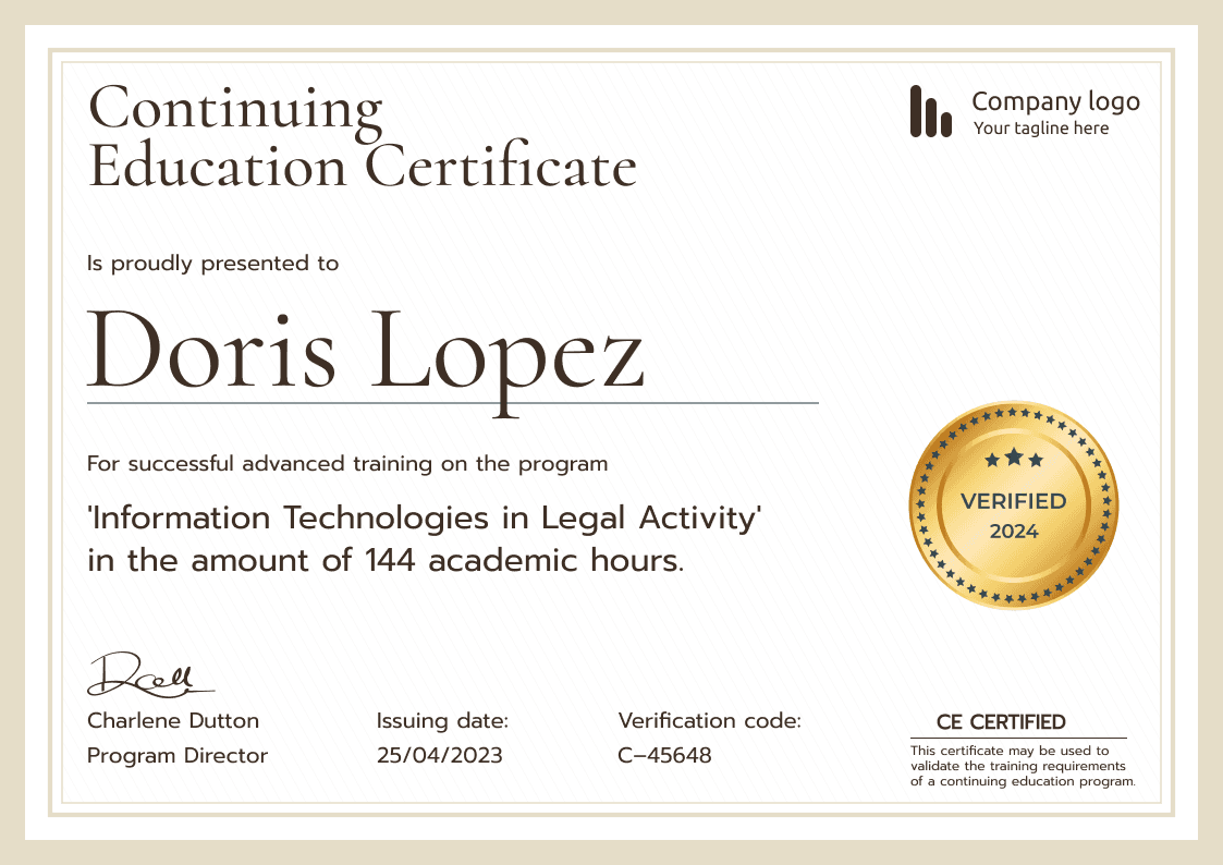 Continuing Education (CE) Certificate Templates Free to Edit