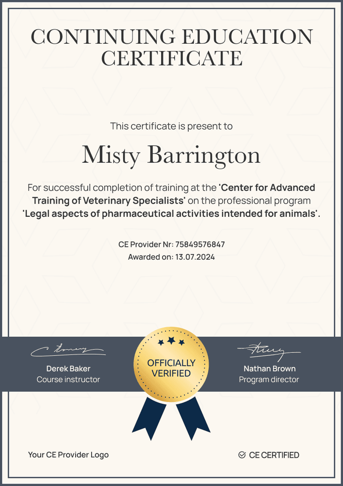 Classic and professional Continuing Education certificate template Classic and professional Continuing Education certificate template