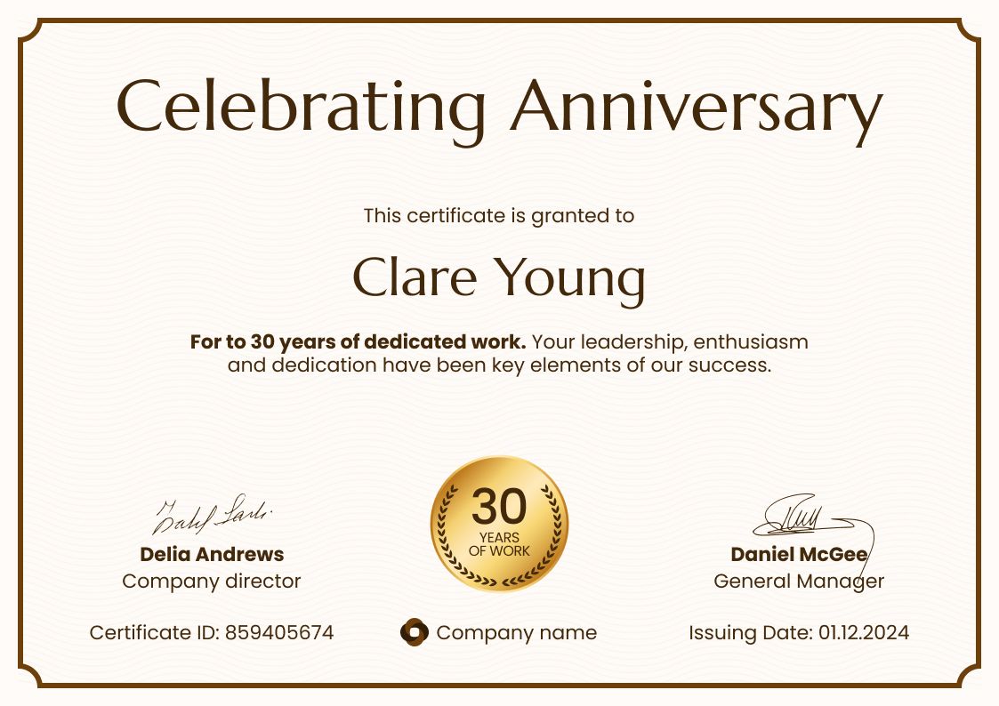 Work Anniversary Certificate Templates Free to Edit Work Anniversary Certificate Templates Free to Edit