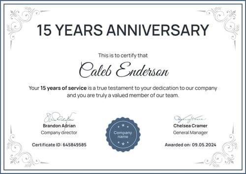 Work Anniversary Certificate Templates Free to Edit Certifier Work Anniversary Certificate Templates Free to Edit Certifier