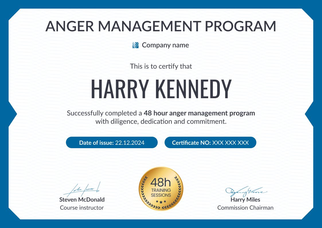 Anger Management Certificate Templates - Download for Free