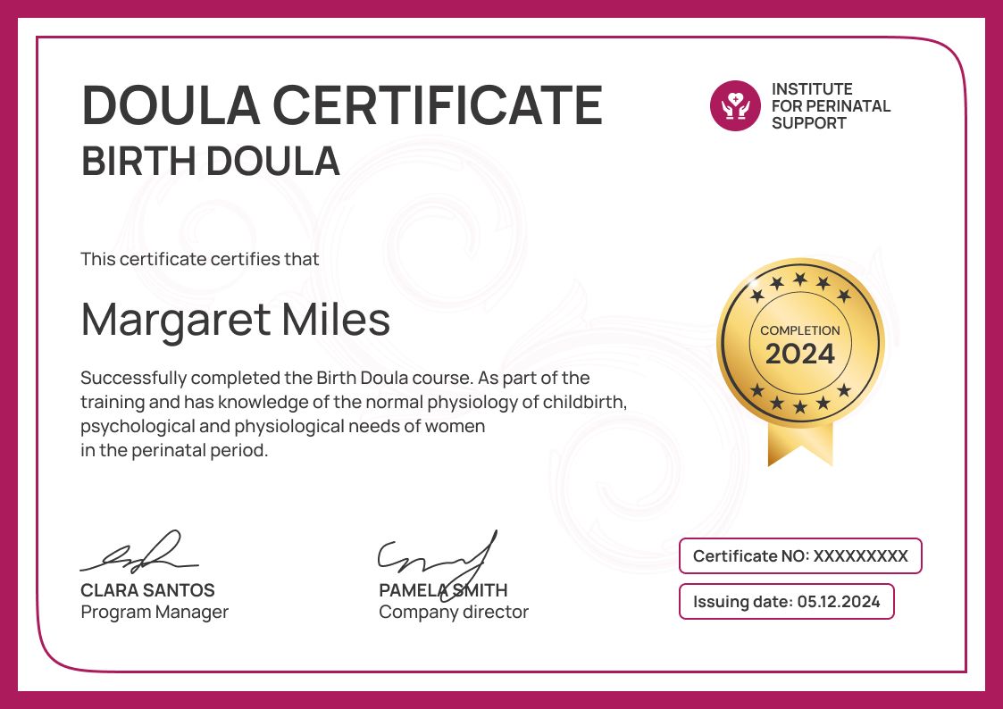 Free Doula Certificate Templates - Download and Edit