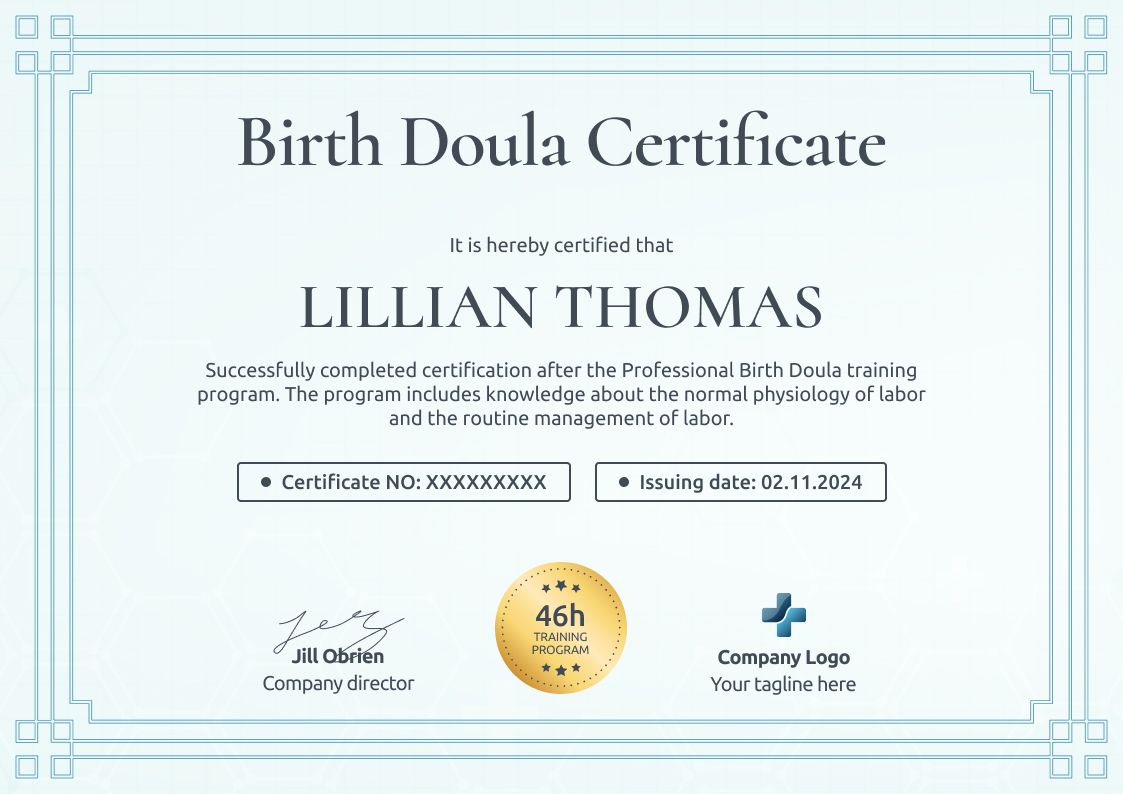 Free Doula Certificate Templates Download and Edit Free Doula Certificate Templates Download and Edit