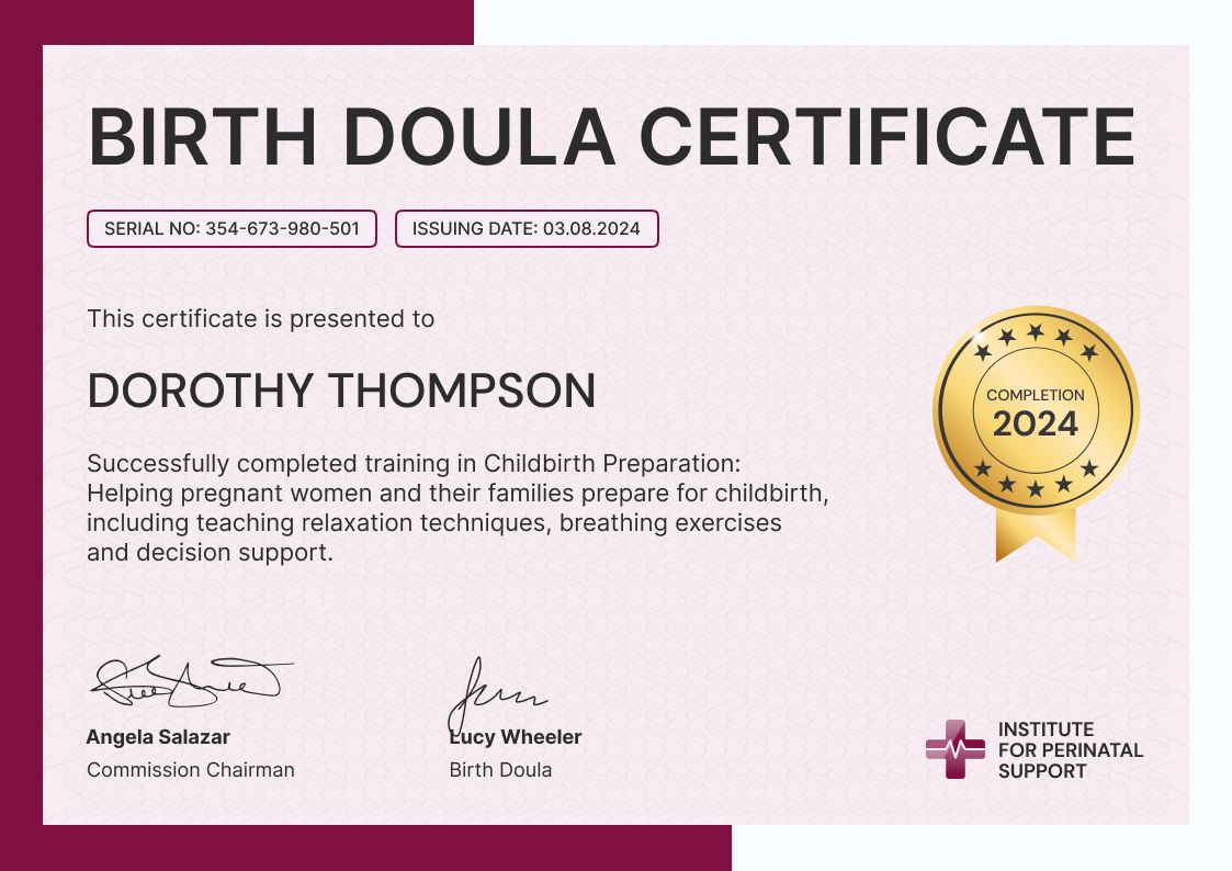 Free Doula Certificate Templates - Download and Edit