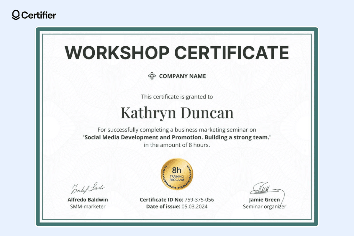 Image 3 for Certificate Of Participation In Workshop Template