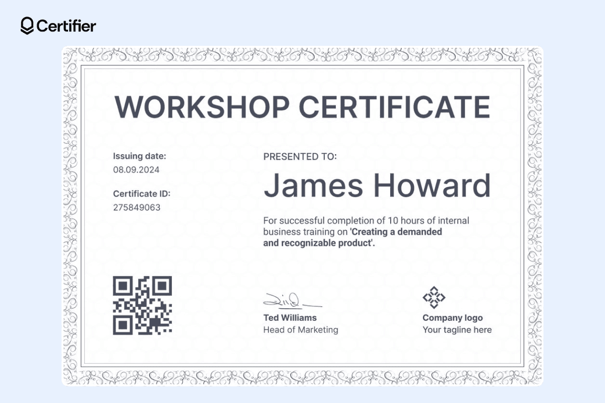 Image 2 for Workshop Certificate Template