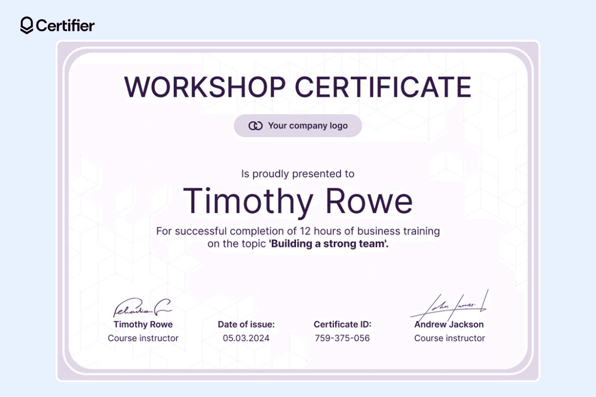 Image 5 for Workshop Certificate Template