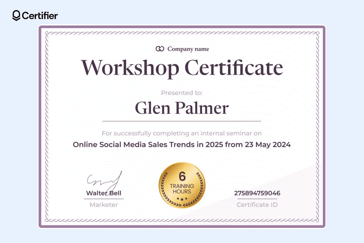 Image 6 for Workshop Certificate Template