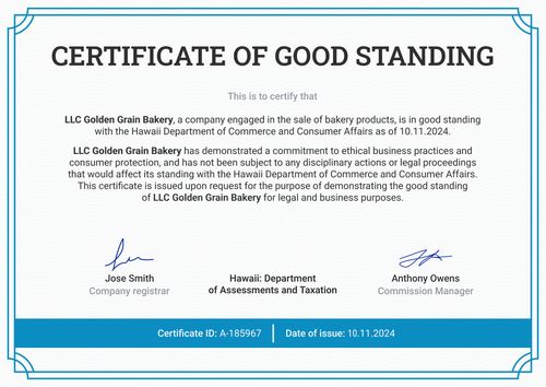 Free Certificate of Good Standing Templates Easy to Download Free Certificate of Good Standing Templates Easy to Download