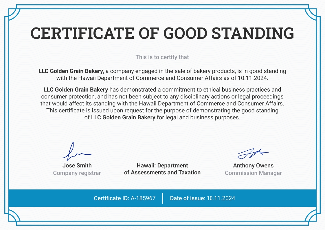 Free Certificate of Good Standing Templates Easy to Download Free Certificate of Good Standing Templates Easy to Download