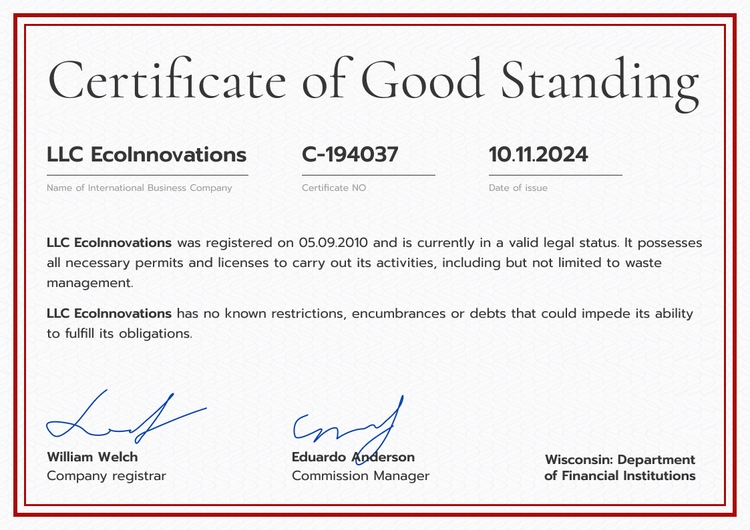 Free Certificate of Good Standing Templates Easy to Download