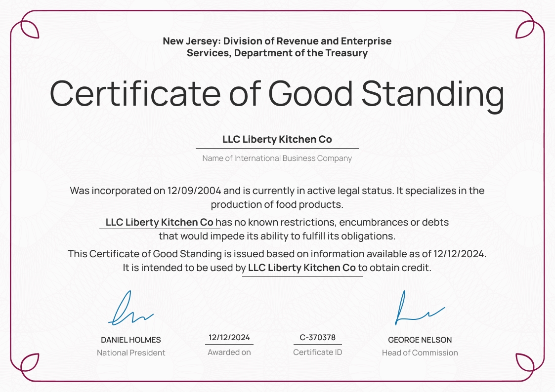 Free Certificate of Good Standing Templates Easy to Download Free Certificate of Good Standing Templates Easy to Download
