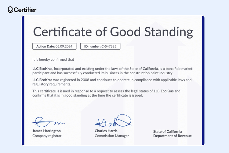15 Certificates of Good Standing