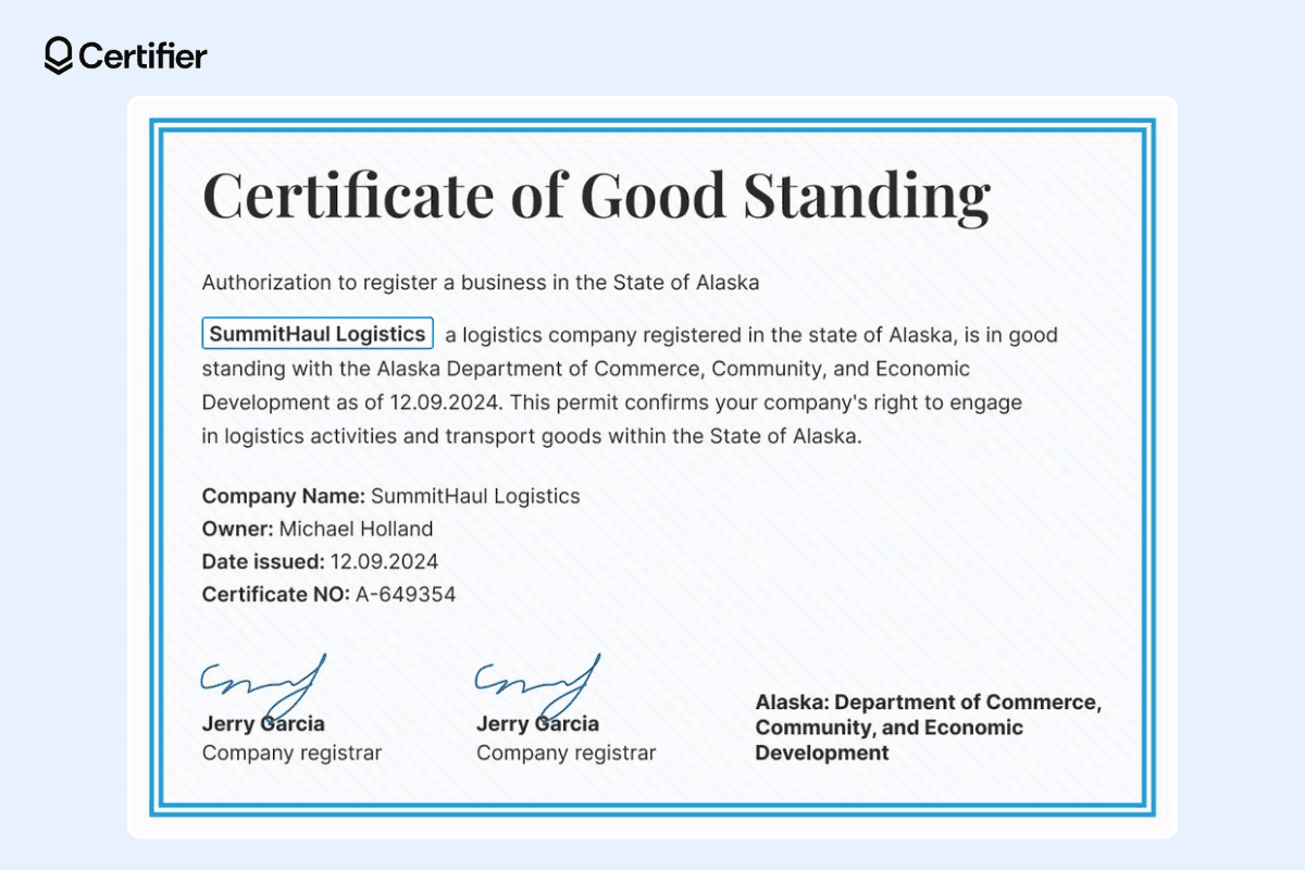 15 Certificates of Good Standing