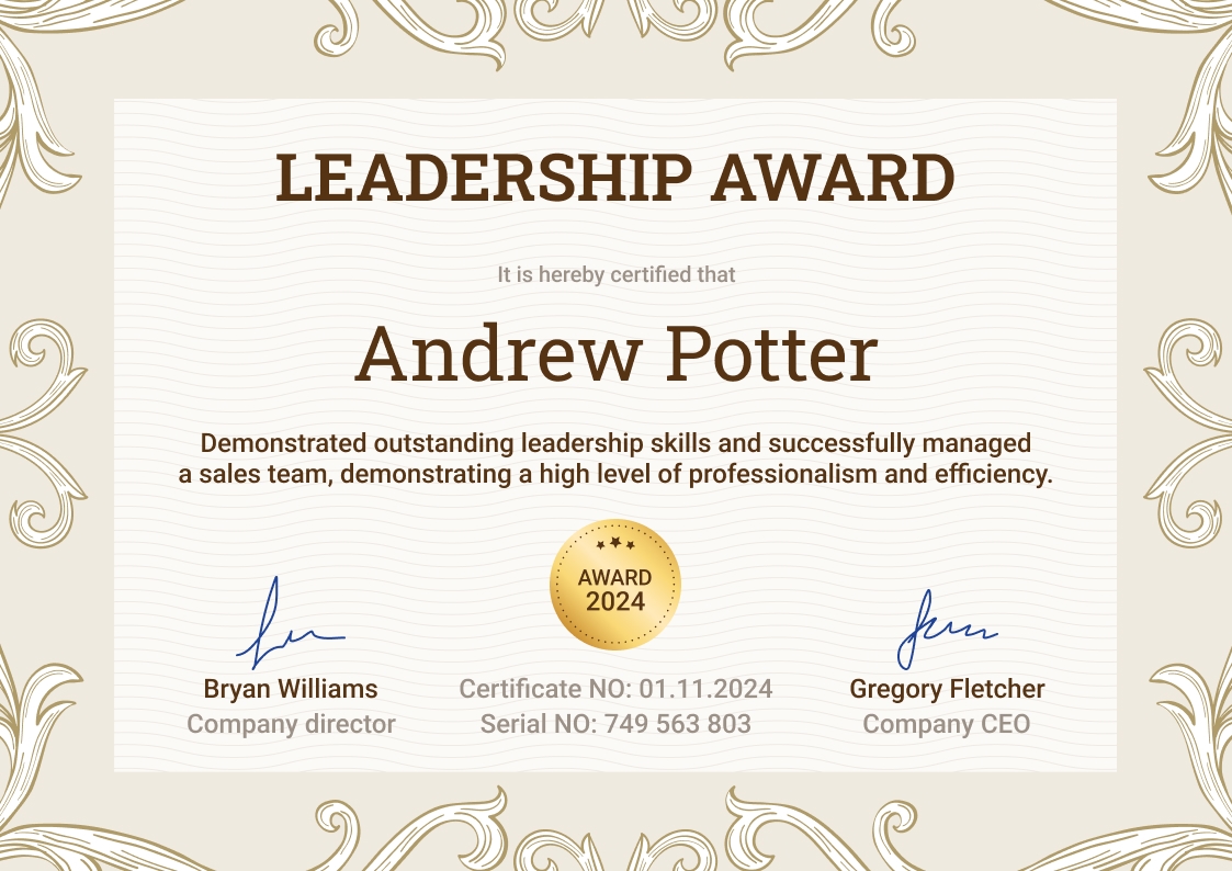 Image 9 for Leadership Award Certificate Template